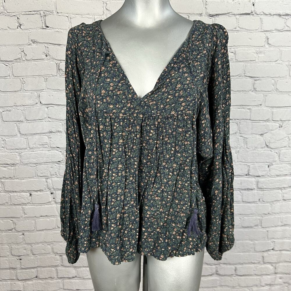 Ralph Lauren Denim Supply Floral Peasant Blouse Boho Cottage Top Medium